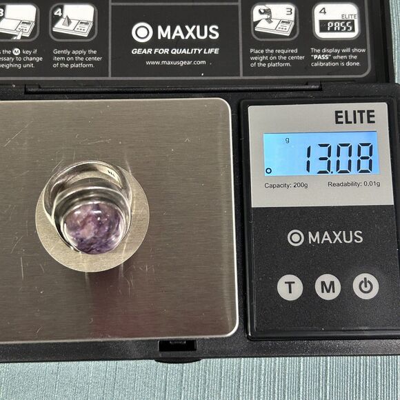 Vintage Sterling Silver 925 Charoite Ring Size 6 - Picture 11 of 11